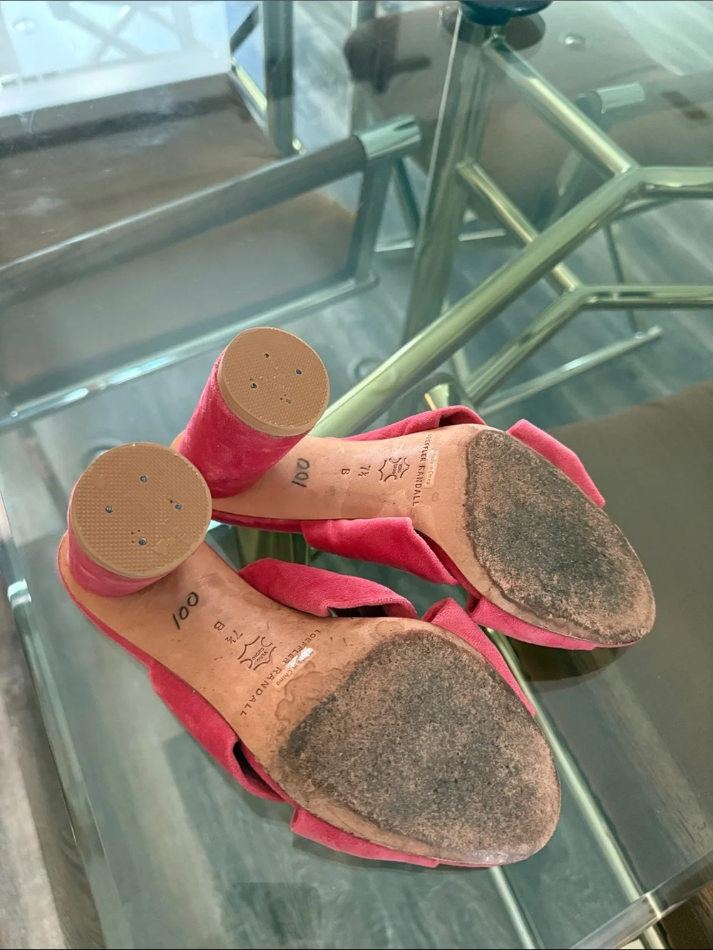 Loeffler Randall Rose Pink Knotted Velvet Slide Heels